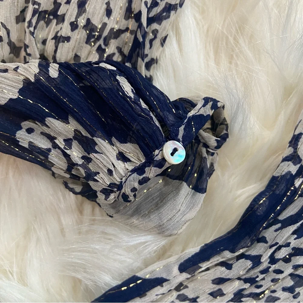 Zara | Navy Studded Blouse - Picture 7 of 7